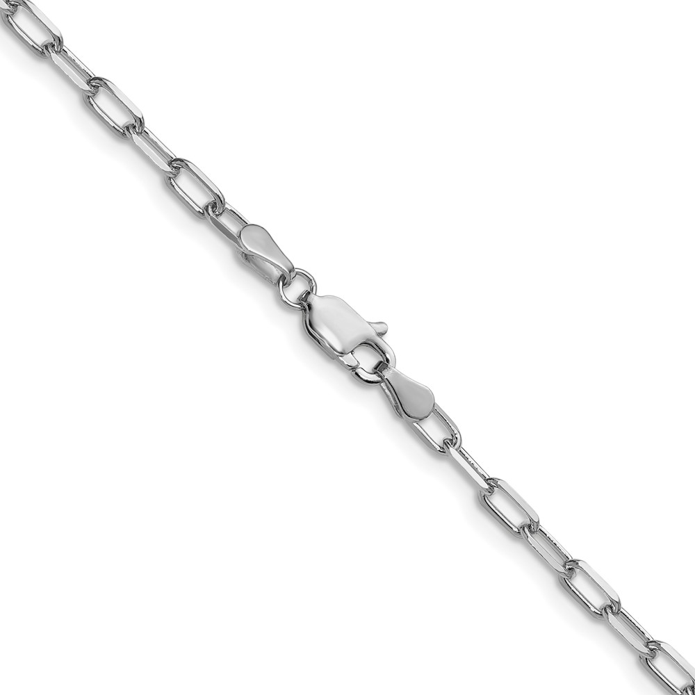 14k White Gold 3.0mm Solid Beveled Paperclip Chain - 2