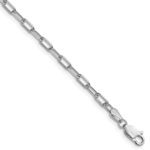 14k White Gold 3.0mm Solid Beveled Paperclip Chain - 0