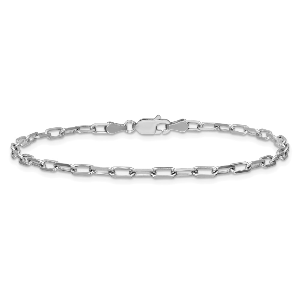 14k White Gold 3.0mm Solid Beveled Paperclip Chain - 3