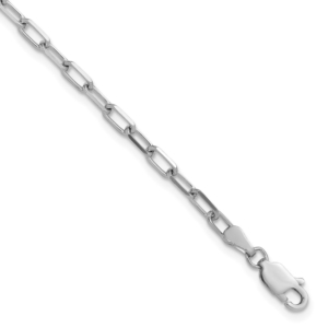 14k White Gold 3.0mm Solid Beveled Paperclip Chain - 0