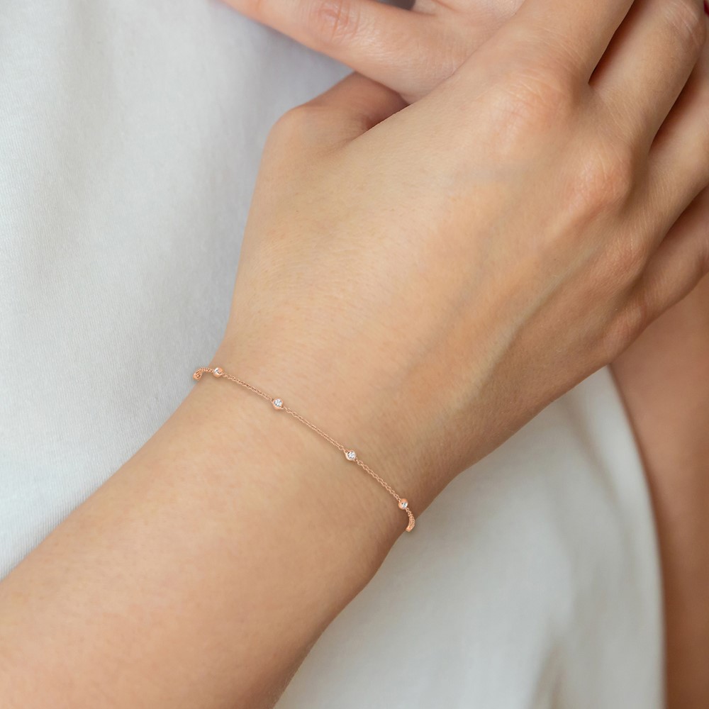 True Origin 14K Rose Gold 1/5 carat Lab Grown Diamond VS+ F+ Complete 9 Station 9 in Bracelet - 5