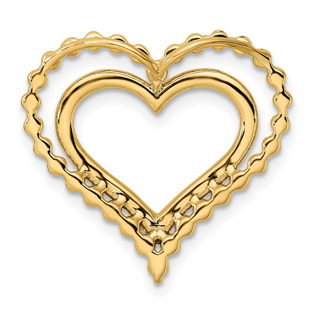 14k 1/2 carat Lab Grown Diamond VS/SI+ G+ Complete Double Heart Chain Slide Pendant - 2