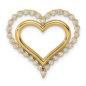 14k 1/2 carat Lab Grown Diamond VS/SI+ G+ Complete Double Heart Chain Slide Pendant - 0