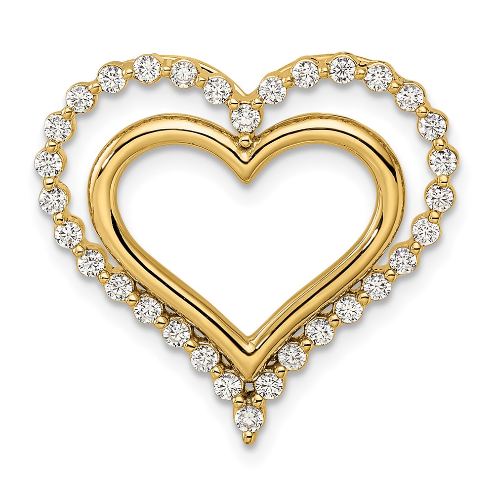 14k 1/2 carat Lab Grown Diamond VS/SI+ G+ Complete Double Heart Chain Slide Pendant - 0
