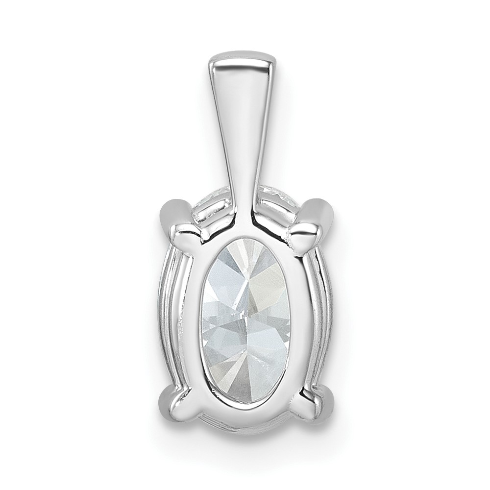 14k White Gold 2 carat Lab Grown Diamond VS+ F+ Oval Complete Four Prong Pendant - 2