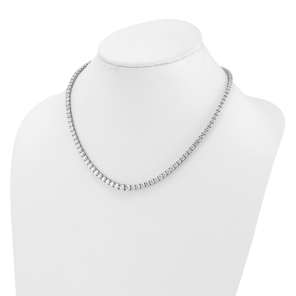 14k White Gold 18 7/8 carat Lab Grown Diamond VS+ F+ Complete Round 18 inch Graduated Tennis Necklace - 2