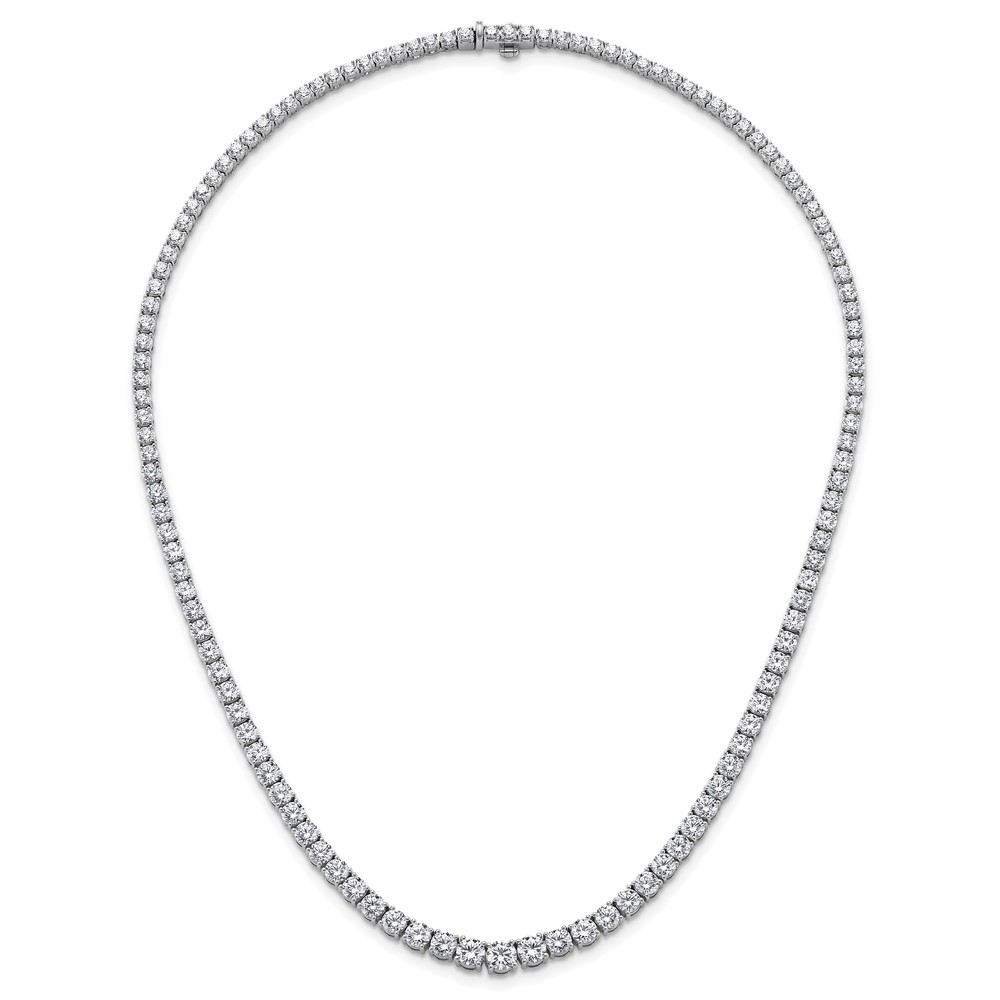 14k White Gold 18 7/8 carat Lab Grown Diamond VS+ F+ Complete Round 18 inch Graduated Tennis Necklace - 3