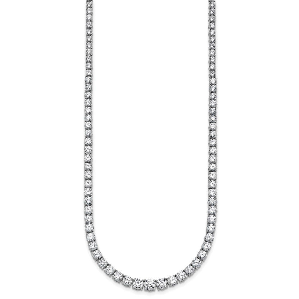 14k White Gold 18 7/8 carat Lab Grown Diamond VS+ F+ Complete Round 18 inch Graduated Tennis Necklace - 1