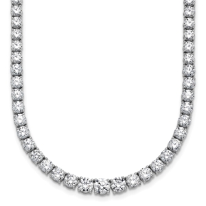 14k White Gold 18 7/8 carat Lab Grown Diamond VS+ F+ Complete Round 18 inch Graduated Tennis Necklace - 0