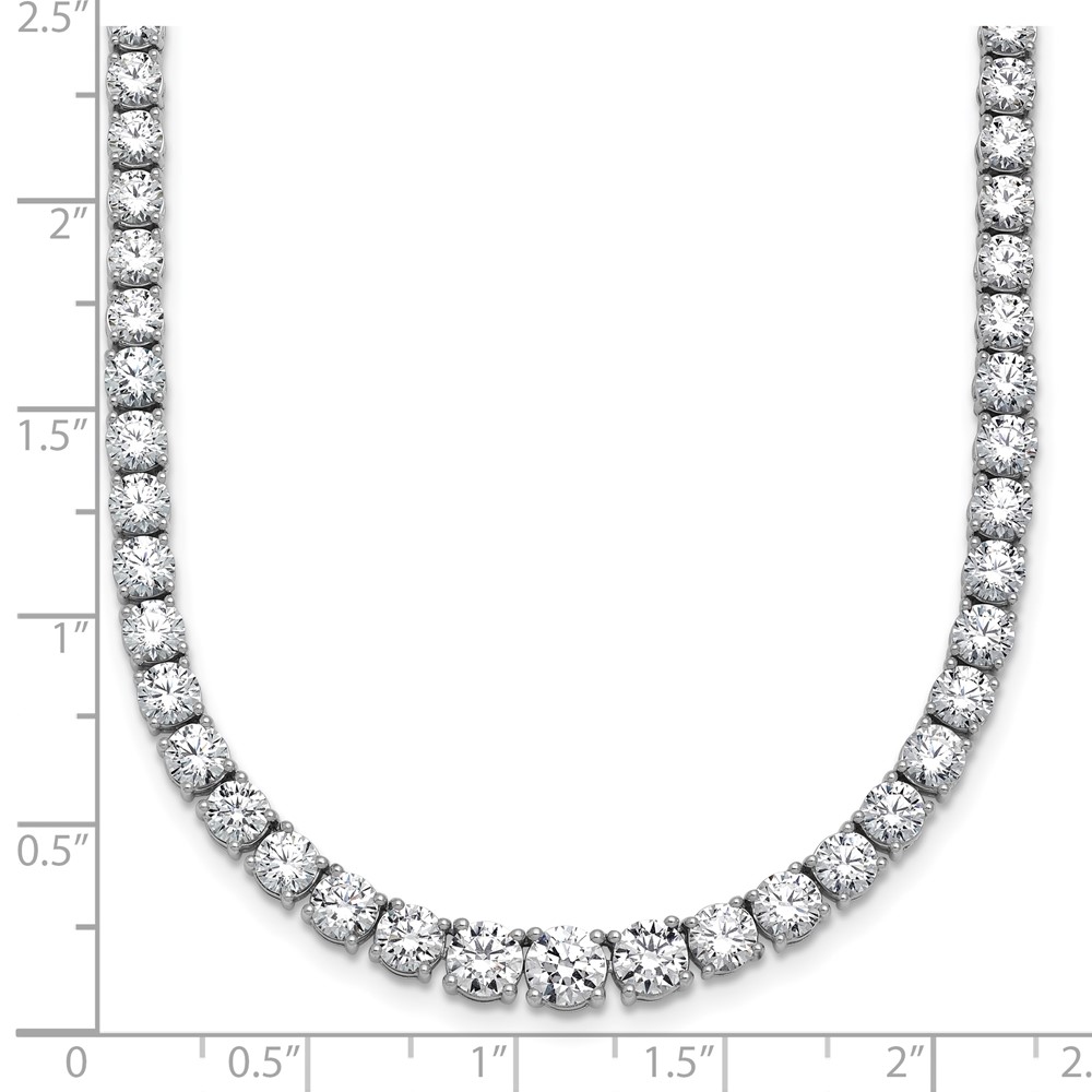 14k White Gold 18 7/8 carat Lab Grown Diamond VS+ F+ Complete Round 18 inch Graduated Tennis Necklace - 4