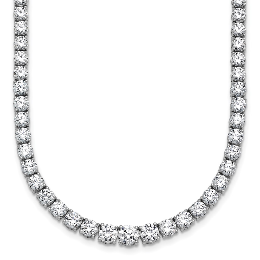 14k White Gold 18 7/8 carat Lab Grown Diamond VS+ F+ Complete Round 18 inch Graduated Tennis Necklace - 0