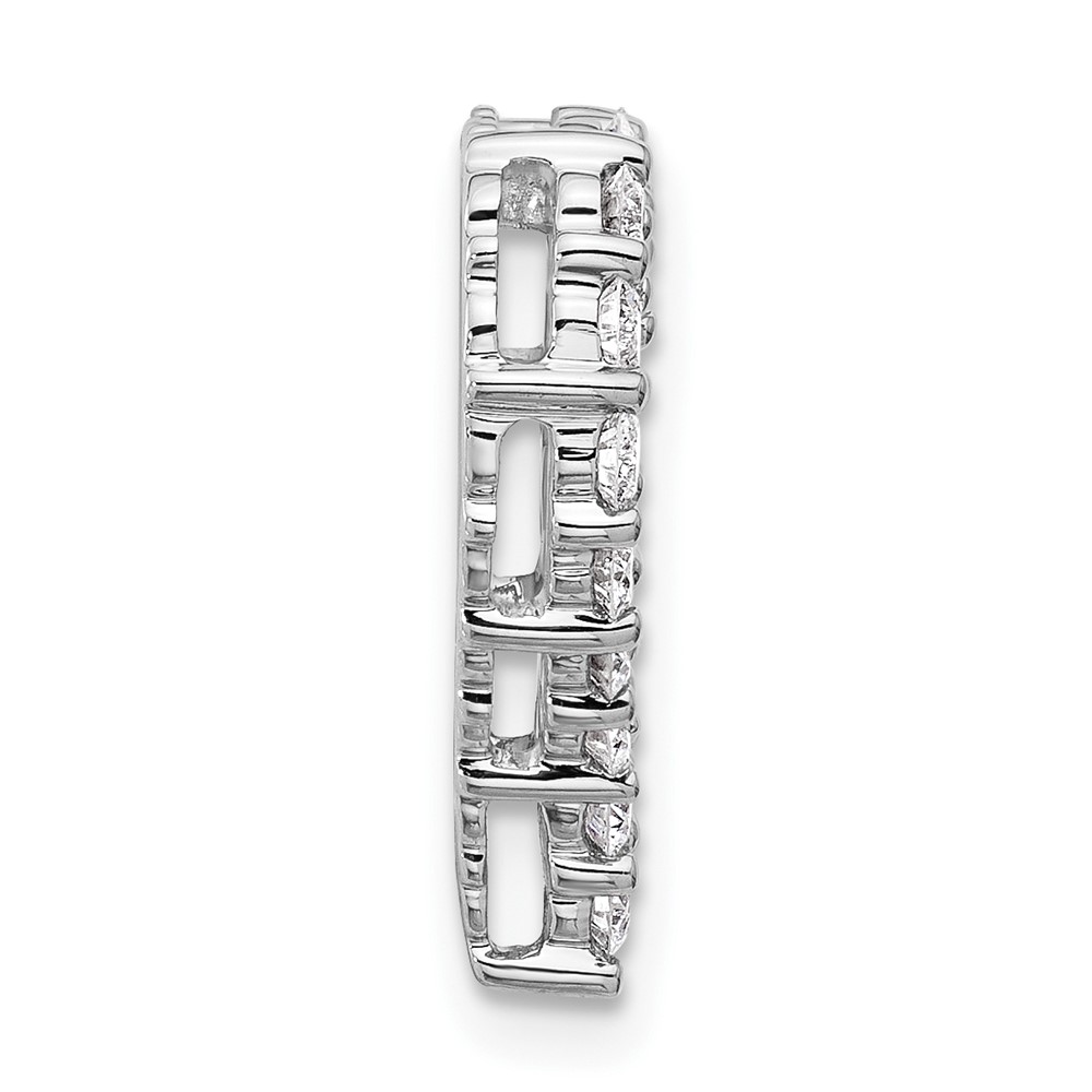 14k White Gold 1 carat Lab Grown Diamond VS/SI+ G+ Complete Heart Chain Slide Pendant - 1