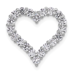 14k White Gold 1 carat Lab Grown Diamond VS/SI+ G+ Complete Heart Chain Slide Pendant - 0