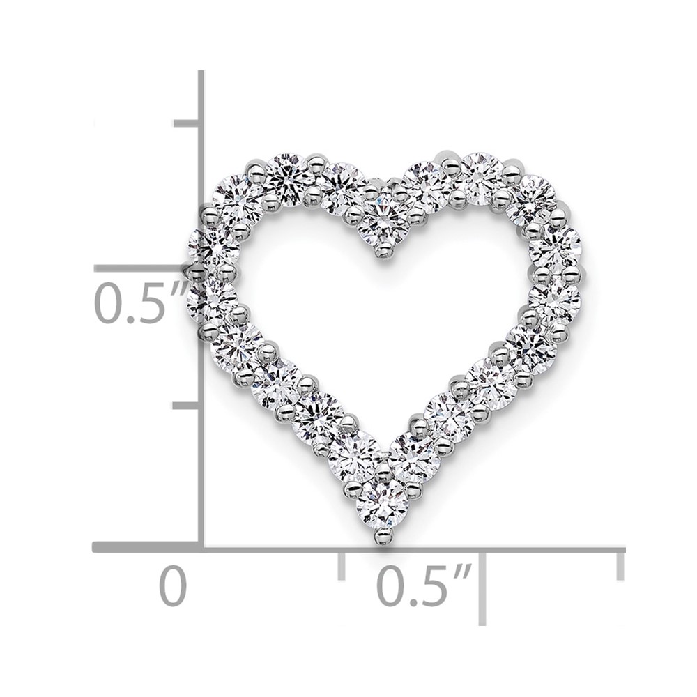 14k White Gold 1 carat Lab Grown Diamond VS/SI+ G+ Complete Heart Chain Slide Pendant - 3