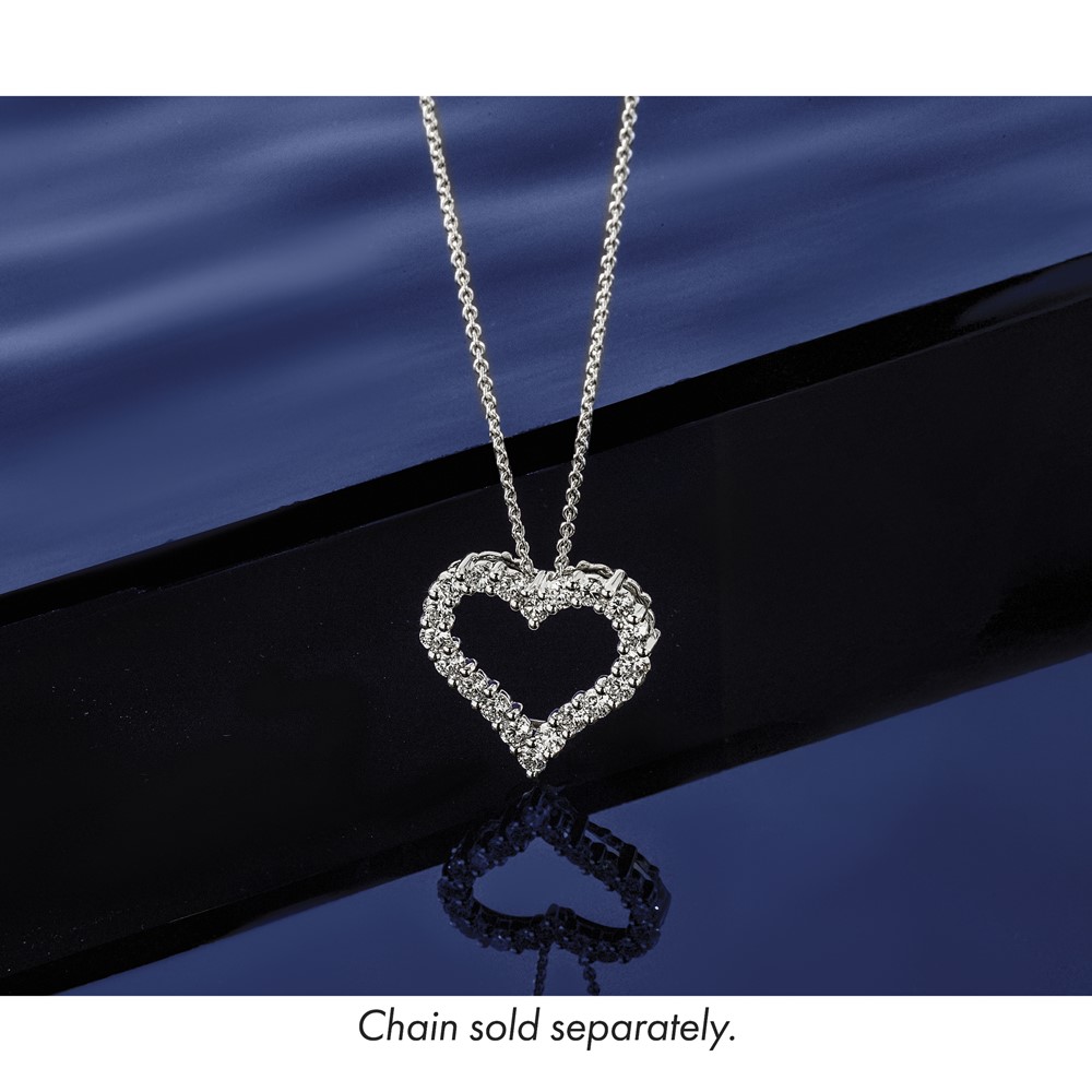 14k White Gold 1 carat Lab Grown Diamond VS/SI+ G+ Complete Heart Chain Slide Pendant - 4