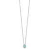 Pure Serenity 14k White Gold 1/6 carat Lab Grown Diamond VS/SI+ G+ and Lab Created Paraiba 18 inch Oval Halo Pendant Necklace - 1