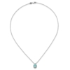 Pure Serenity 14k White Gold 1/6 carat Lab Grown Diamond VS/SI+ G+ and Lab Created Paraiba 18 inch Oval Halo Pendant Necklace - 3