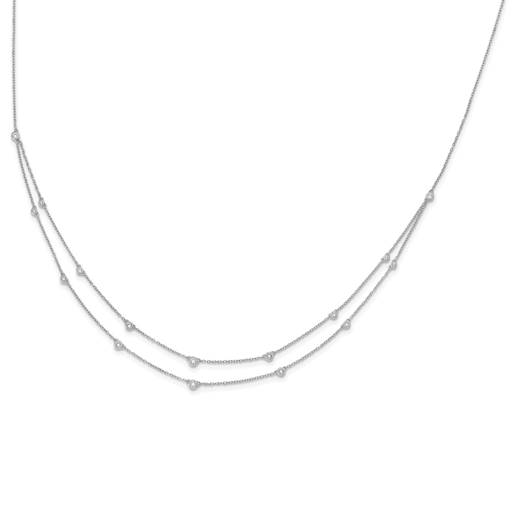 14k White Gold Complete 1/2 carat Diamond Multi-Station Double Strand 18 inch Necklace - 1