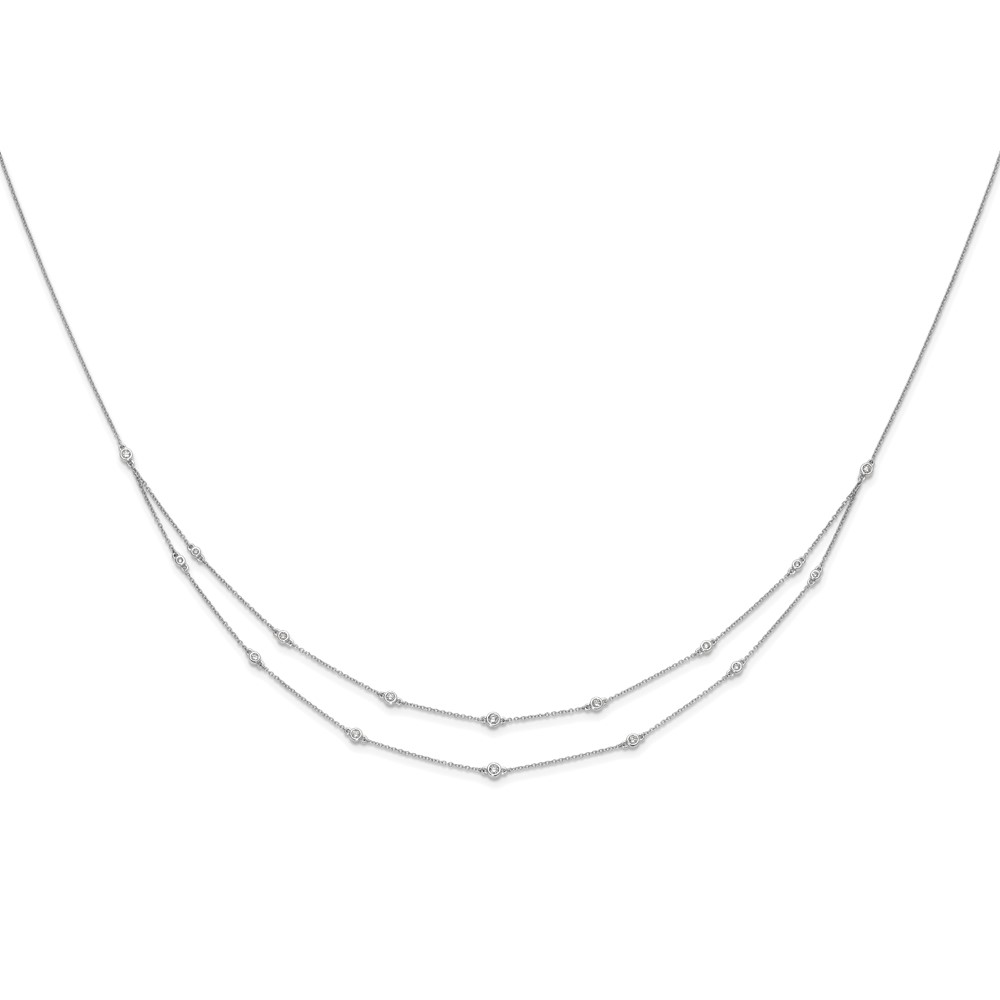 14k White Gold Complete 1/2 carat Diamond Multi-Station Double Strand 18 inch Necklace - 2