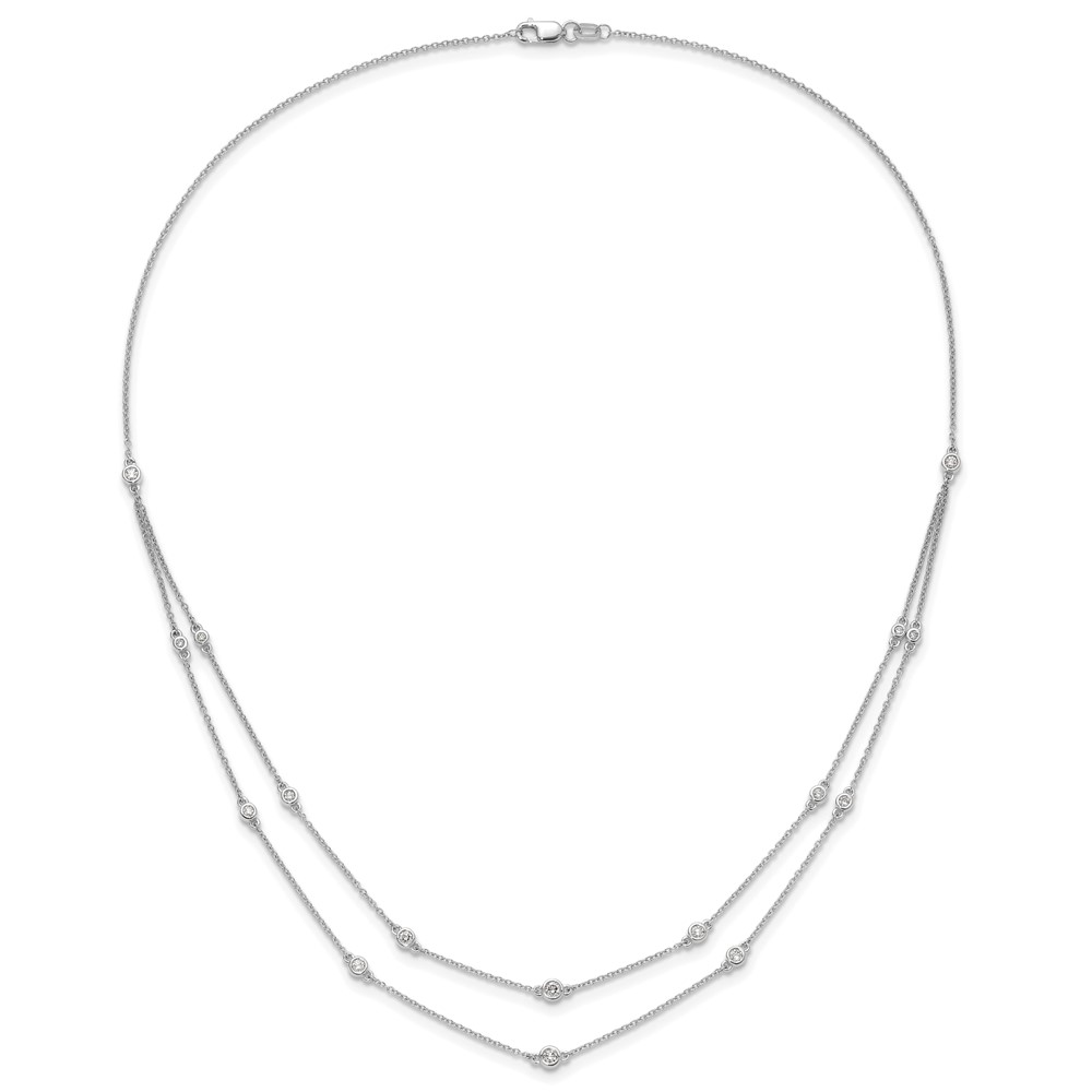 14k White Gold Complete 1/2 carat Diamond Multi-Station Double Strand 18 inch Necklace - 4