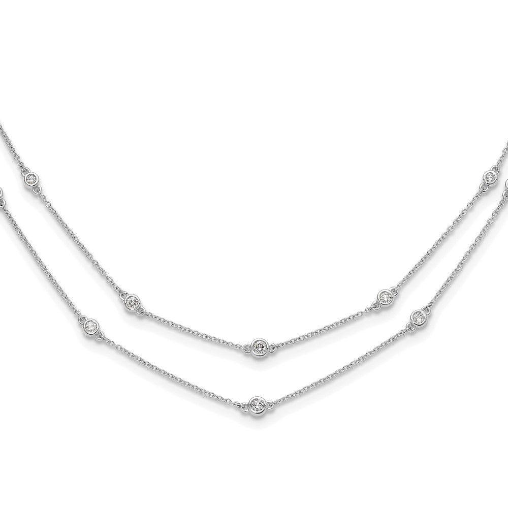 14k White Gold Complete 1/2 carat Diamond Multi-Station Double Strand 18 inch Necklace - 0
