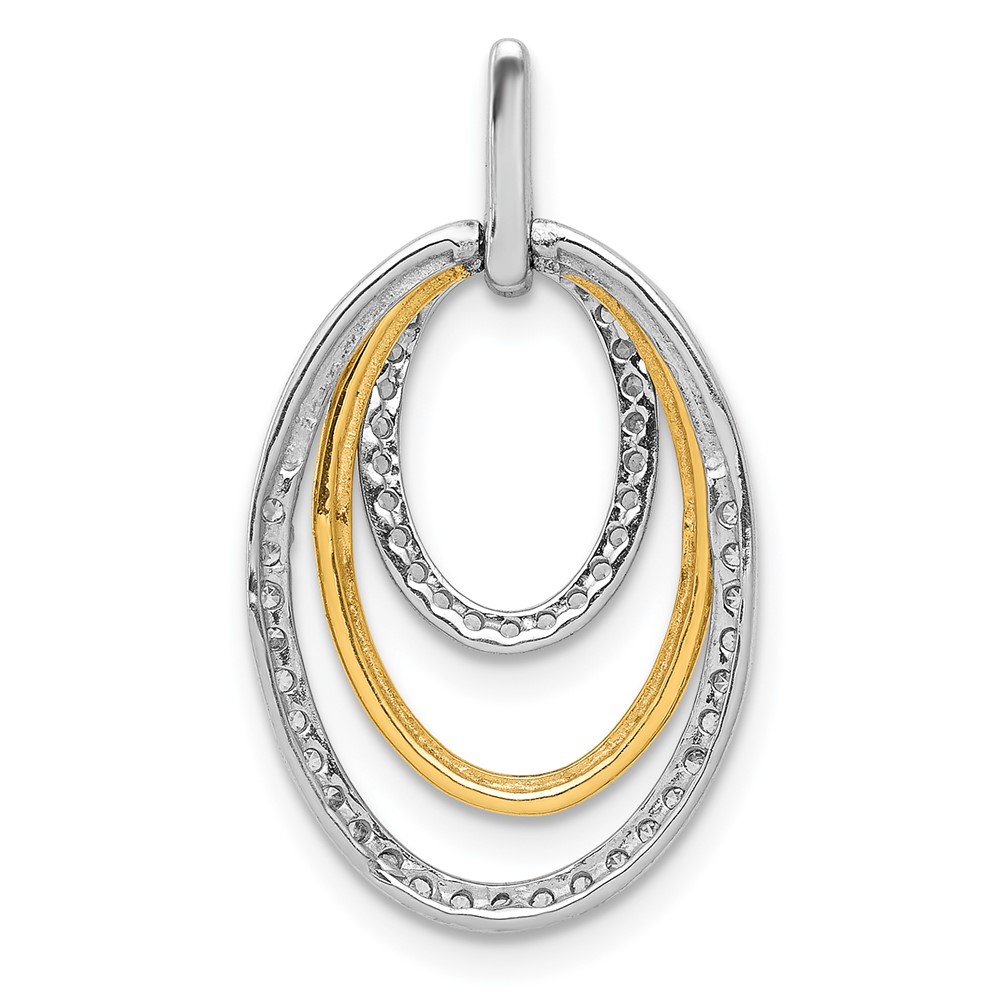 14k Two Tone 1/4 carat Lab Grown Diamond VS/SI+ G+ Complete Triple Oval Dangle Pendant - 2