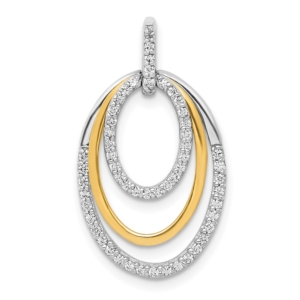 14k Two Tone 1/4 carat Lab Grown Diamond VS/SI+ G+ Complete Triple Oval Dangle Pendant - 0