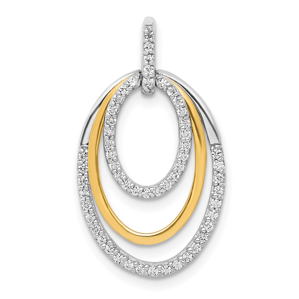 14k Two Tone 1/4 carat Lab Grown Diamond VS/SI+ G+ Complete Triple Oval Dangle Pendant - 0
