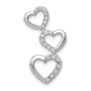 14k White Gold 1/10 carat Lab Grown Diamond VS/SI+ G+ Complete Triple Heart Chain Slide Pendant - 0