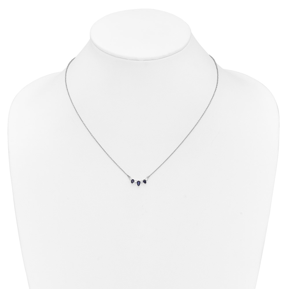 14k White Gold 1/8 carat Lab Grown Diamond VS/SI+ G+ and Created Sapphire Complete 18 inch Necklace - 2