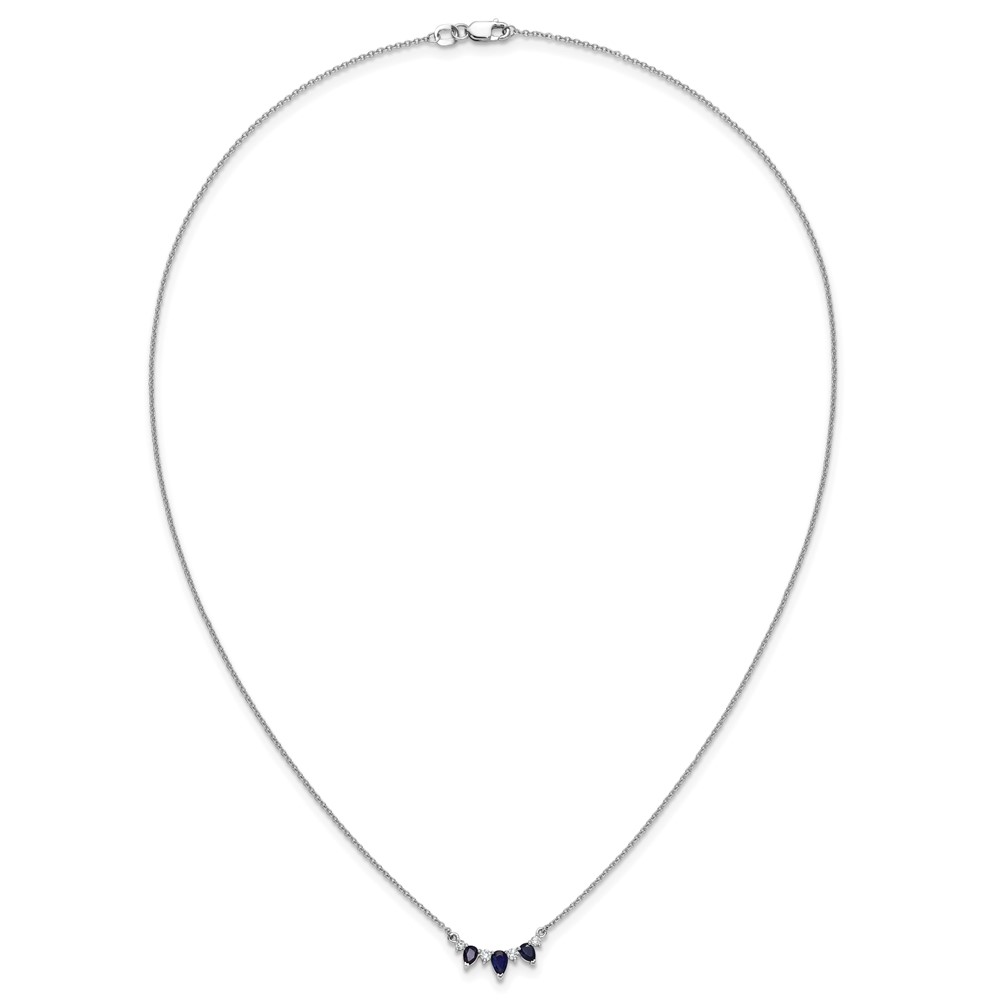 14k White Gold 1/8 carat Lab Grown Diamond VS/SI+ G+ and Created Sapphire Complete 18 inch Necklace - 3