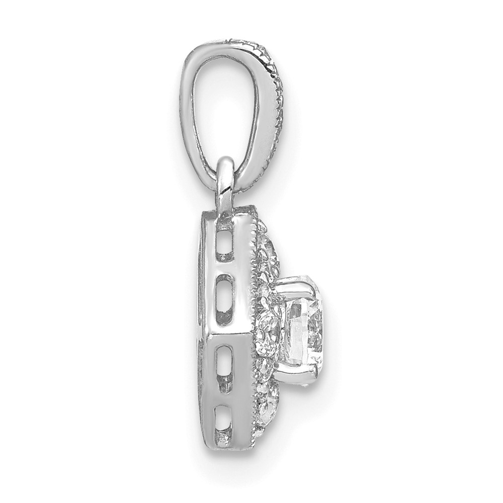 14k White Gold 1/2 carat Lab Grown Diamond VS/SI+ G+ Square Complete Vintage Pendant - 1