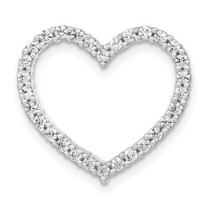 14k White Gold 1/2 carat Lab Grown Diamond VS/SI+ G+ Complete Heart Chain Slide Pendant - 0