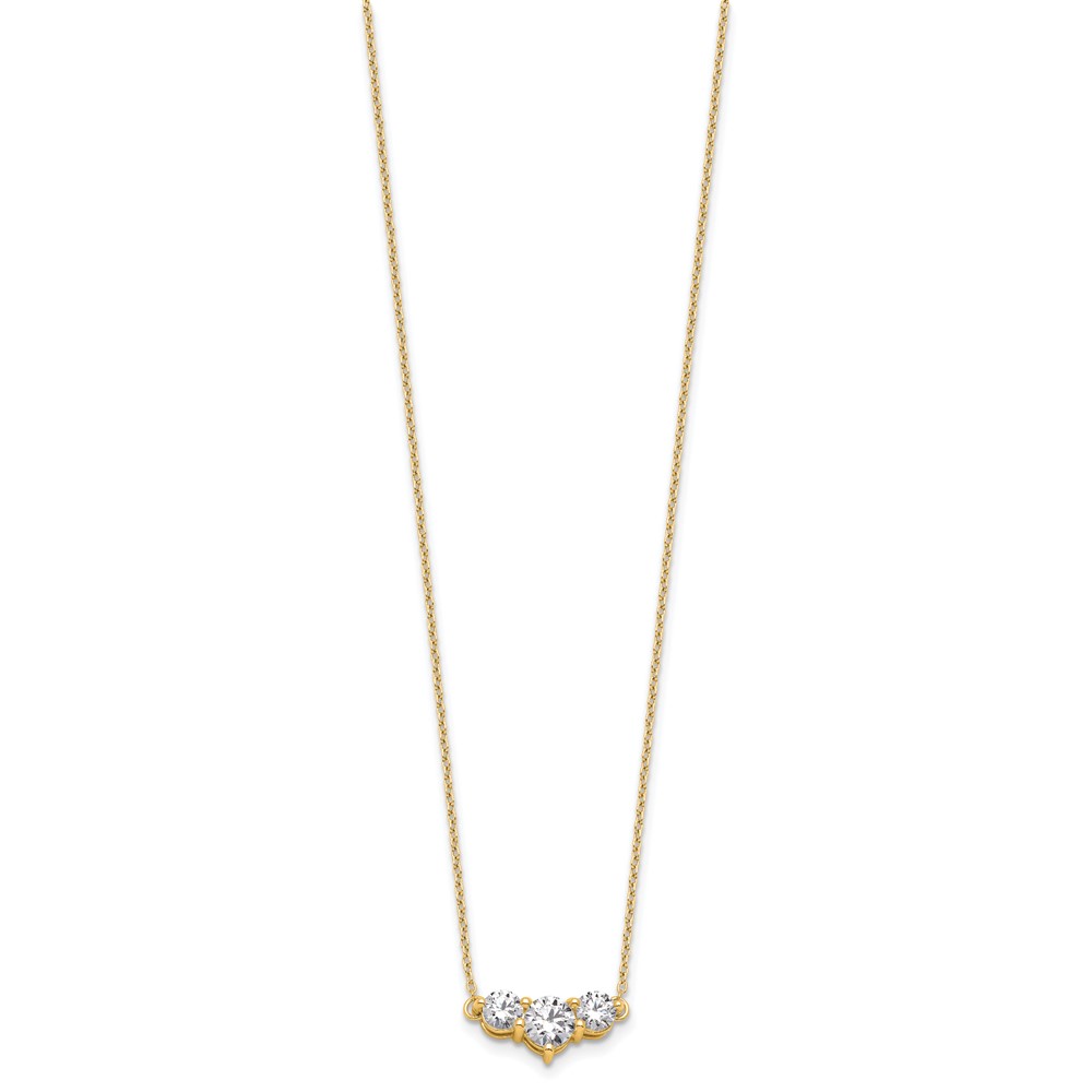 14k 1 1/2 carat Lab Grown Diamond VS/SI+ G+ Round Complete 18 inch Three Stone Necklace - 1