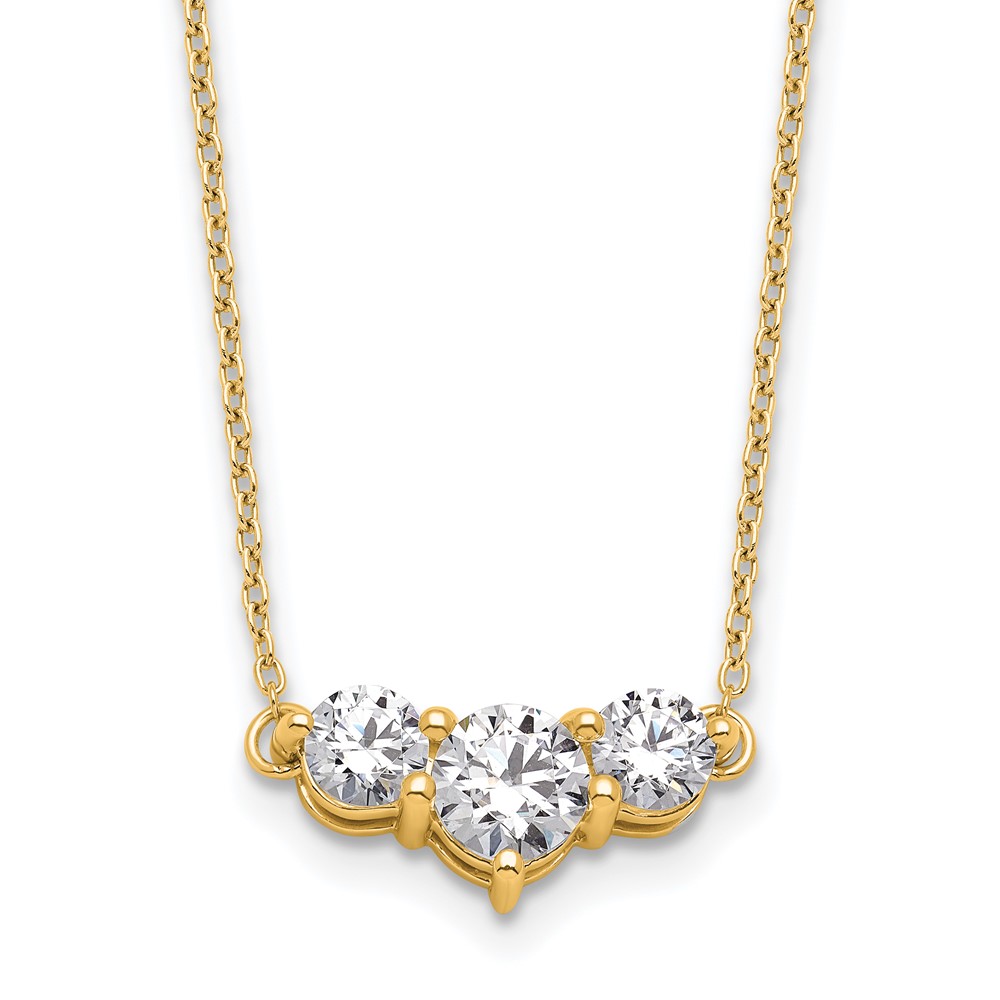 14k 1 1/2 carat Lab Grown Diamond VS/SI+ G+ Round Complete 18 inch Three Stone Necklace - 0