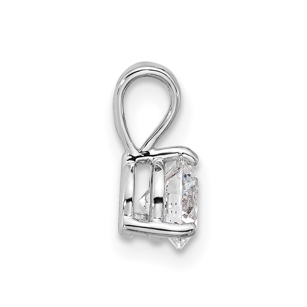14k White Gold 1 carat Lab Grown Diamond VS/SI+ G+ Three Prong Complete Solitaire Pendant - 1