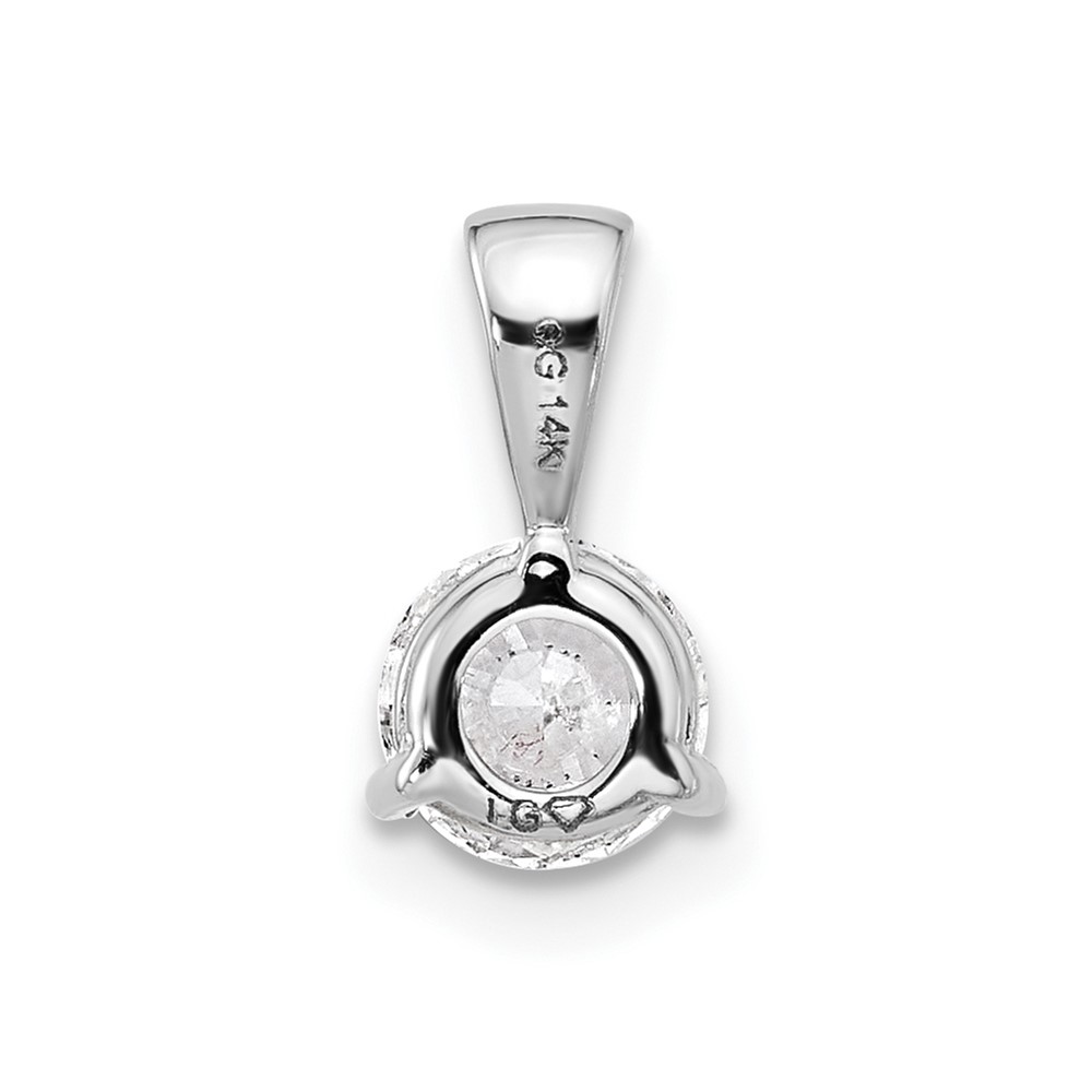 14k White Gold 1 carat Lab Grown Diamond VS/SI+ G+ Three Prong Complete Solitaire Pendant - 2