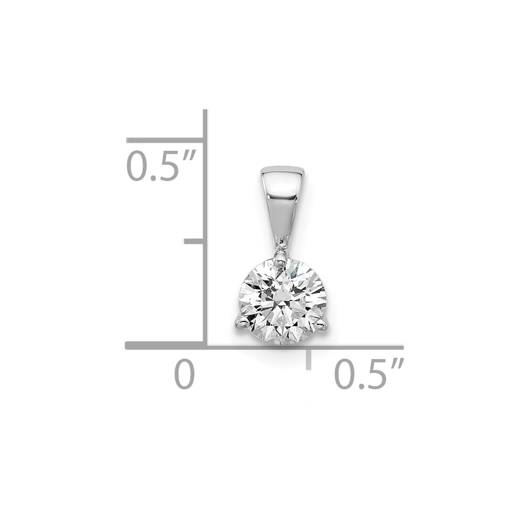 14k White Gold 1 carat Lab Grown Diamond VS/SI+ G+ Three Prong Complete Solitaire Pendant - 3