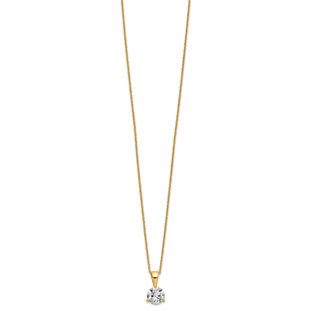 14k 1 carat Lab Grown Diamond VS/SI+ G+ Three Prong 18 inch Complete Solitaire Pendant Necklace - 1