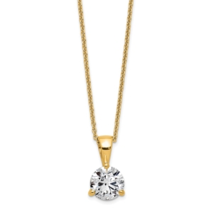 14k 1 carat Lab Grown Diamond VS/SI+ G+ Three Prong 18 inch Complete Solitaire Pendant Necklace - 0