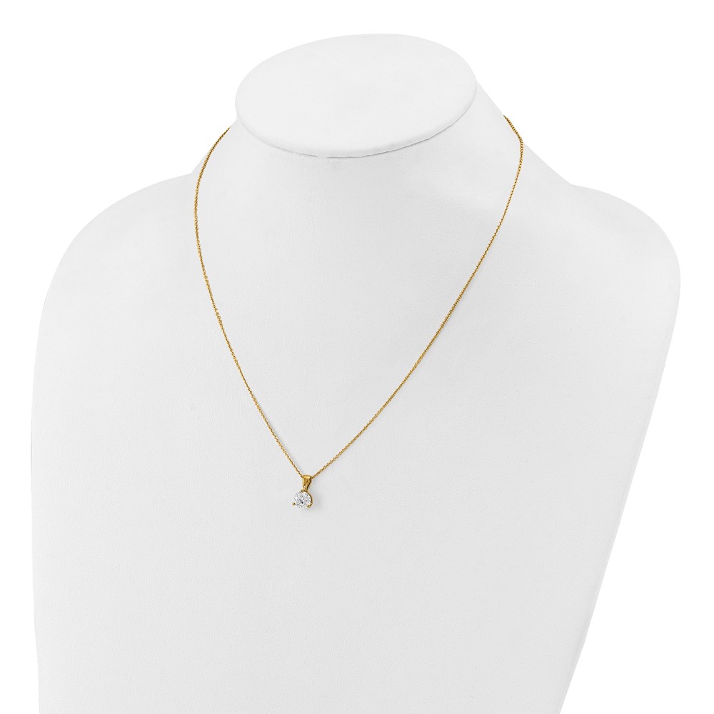 14k 1 carat Lab Grown Diamond VS/SI+ G+ Three Prong 18 inch Complete Solitaire Pendant Necklace - 2