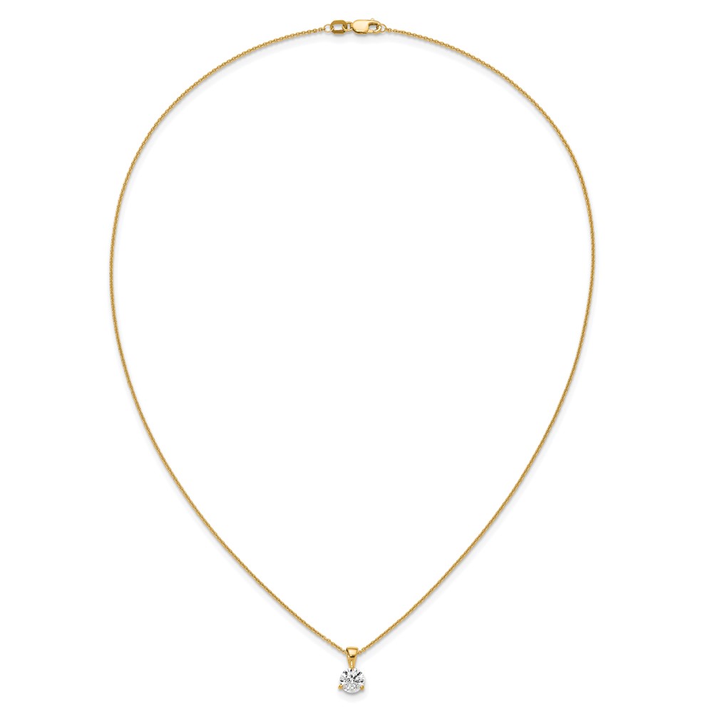 14k 1 carat Lab Grown Diamond VS/SI+ G+ Three Prong 18 inch Complete Solitaire Pendant Necklace - 3