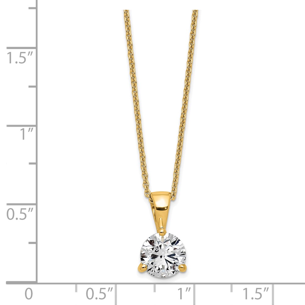 14k 1 carat Lab Grown Diamond VS/SI+ G+ Three Prong 18 inch Complete Solitaire Pendant Necklace - 4