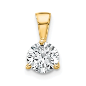 14k 1 carat Lab Grown Diamond VS/SI+ G+ Three Prong Complete Solitaire Pendant - 0