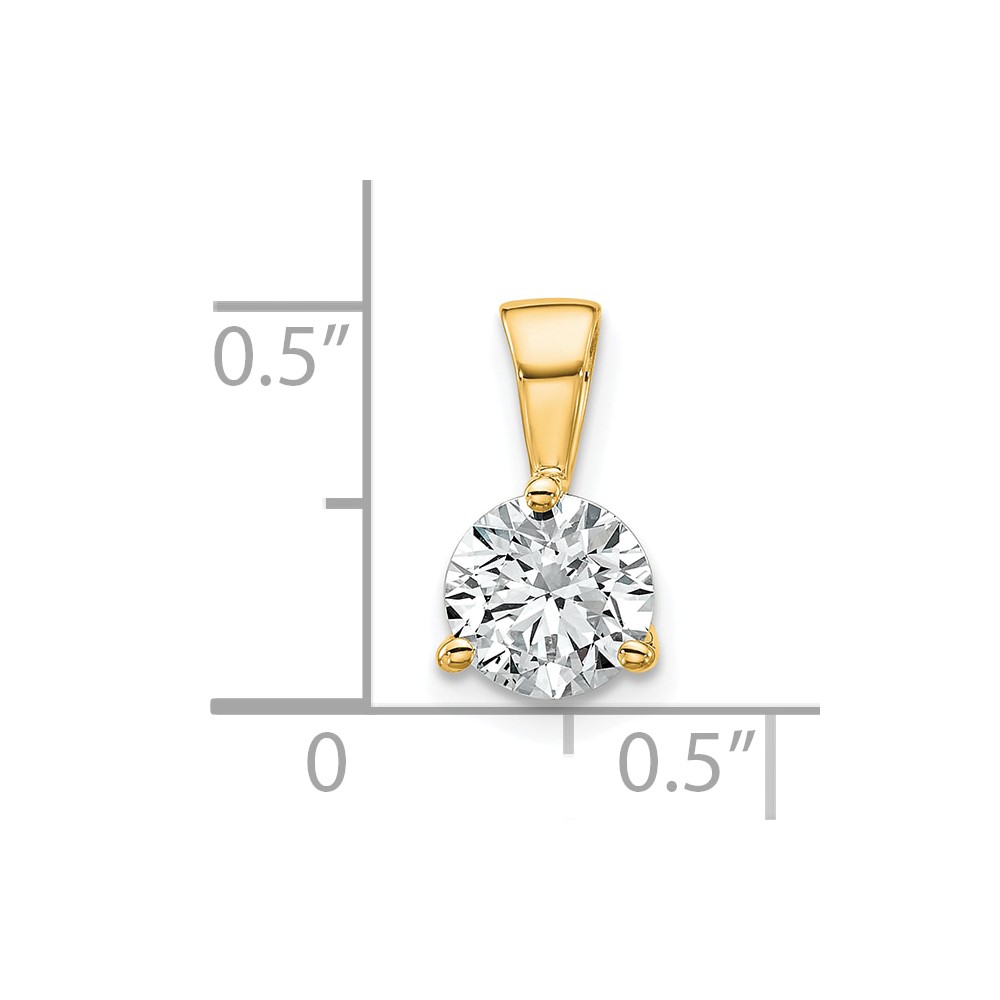 14k 1 carat Lab Grown Diamond VS/SI+ G+ Three Prong Complete Solitaire Pendant - 3