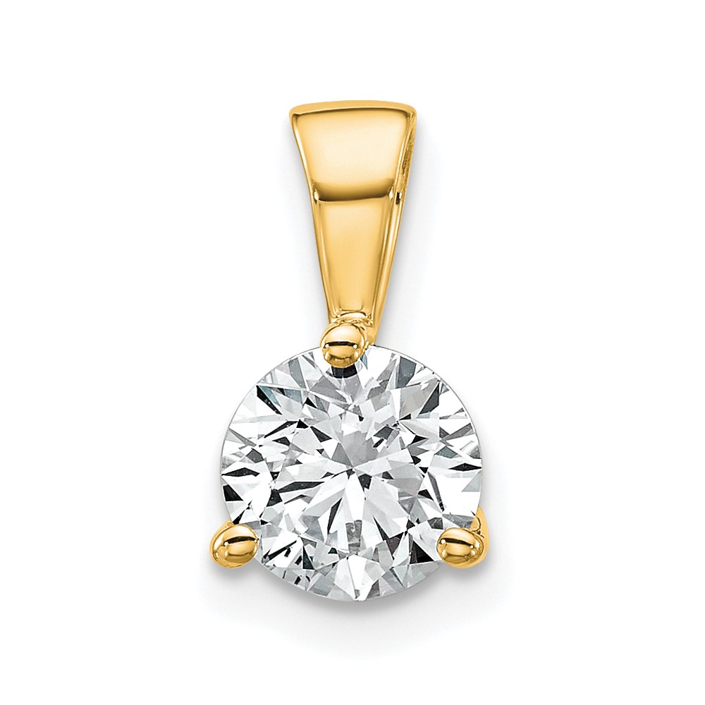 14k 1 carat Lab Grown Diamond VS/SI+ G+ Three Prong Complete Solitaire Pendant - 0