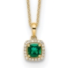 10k 1/10 carat Lab Grown Diamond VS/SI+ G+ and Created Emerald Complete 18 inch Pendant Necklace - 0 10k 1/10 carat Lab Grown Diamond VS/SI+ G+ and Created Emerald Complete 18 inch Pendant Necklace - 0