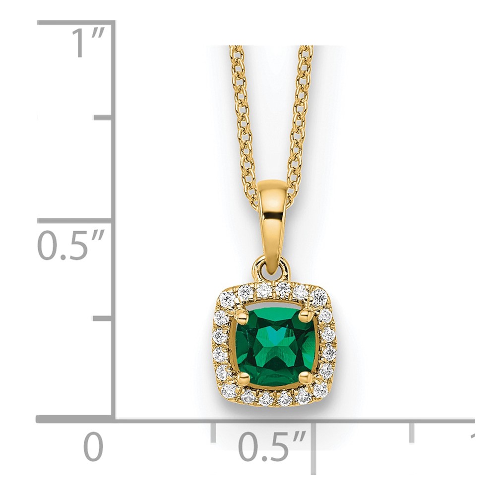 10k 1/10 carat Lab Grown Diamond VS/SI+ G+ and Created Emerald Complete 18 inch Pendant Necklace - 2 10k 1/10 carat Lab Grown Diamond VS/SI+ G+ and Created Emerald Complete 18 inch Pendant Necklace - 2