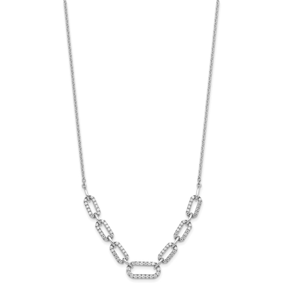 14k White Gold 1 carat Lab Grown Diamond VS/SI+ G+ 18 inch Fashion Link Necklace - 1