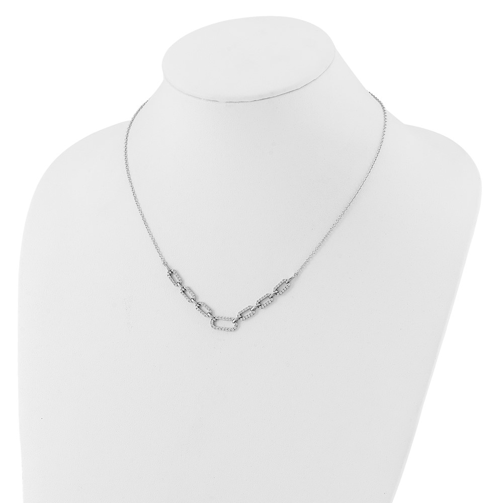 14k White Gold 1 carat Lab Grown Diamond VS/SI+ G+ 18 inch Fashion Link Necklace - 2